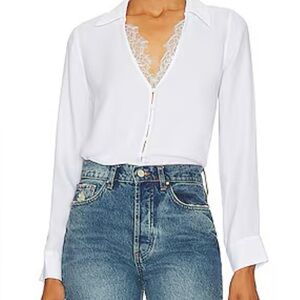 L’ Agence Kori Blouse Top in White Size:Small